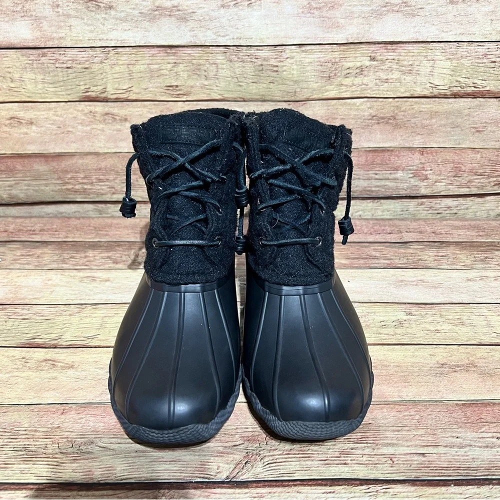 Sperry Black Wool Quilted Duck Boots - Picture 5 of 8
